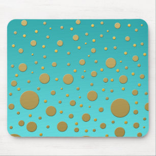 Willekeurige gouden stippen op modern turquoise pa muismat