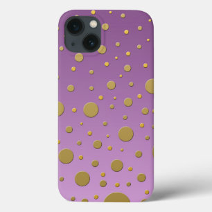 Willekeurige gouden stippen op paarse ontwerp iPhone 13 hoesje