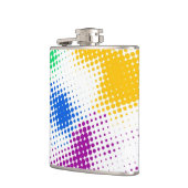 Willekeurige halftone kleurrijke achtergrond heupfles (Links)