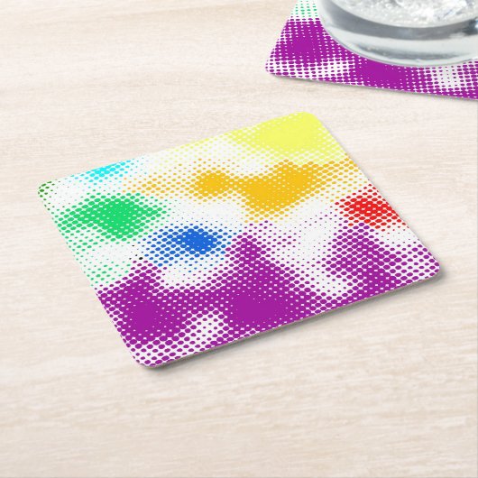 Willekeurige halftone kleurrijke achtergrond kartonnen onderzetters (Schuin)