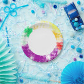 Willekeurige halftone kleurrijke achtergrond papieren bordje (Feest)
