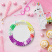 Willekeurige halftone kleurrijke achtergrond papieren bordje (Feest)