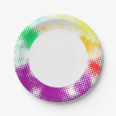 Willekeurige halftone kleurrijke achtergrond papieren bordje (Voorkant)