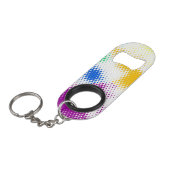 Willekeurige halftone kleurrijke achtergrond sleutelhanger flessenopener (Voorkant Gekanteld)