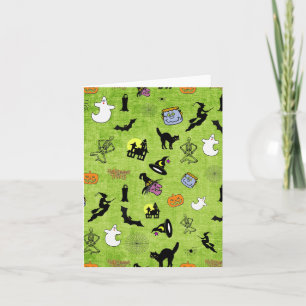 Willekeurige Halloween Patroon Groen BG Kaart