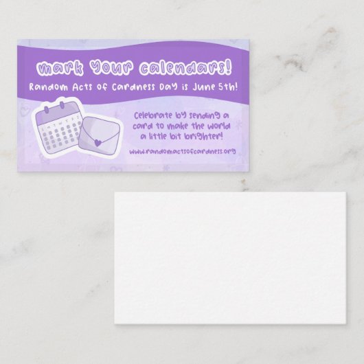 Willekeurige handelingen van Cardness Day Insert-k Contactkaartje (Voorkant / Achterkant)