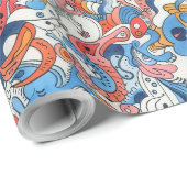 Willekeurige handgetekende doedels cadeaupapier (Rol Hoek)