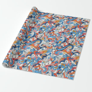Willekeurige handgetekende doedels cadeaupapier