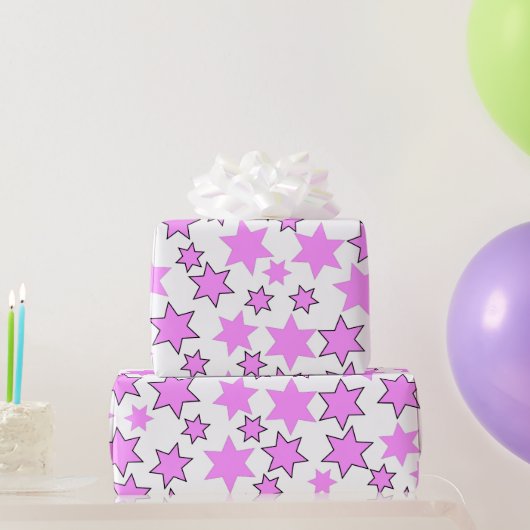 Willekeurige helroze sterren cadeaupapier (Feestgeschenken)