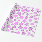 Willekeurige helroze sterren cadeaupapier (Uitgerold)