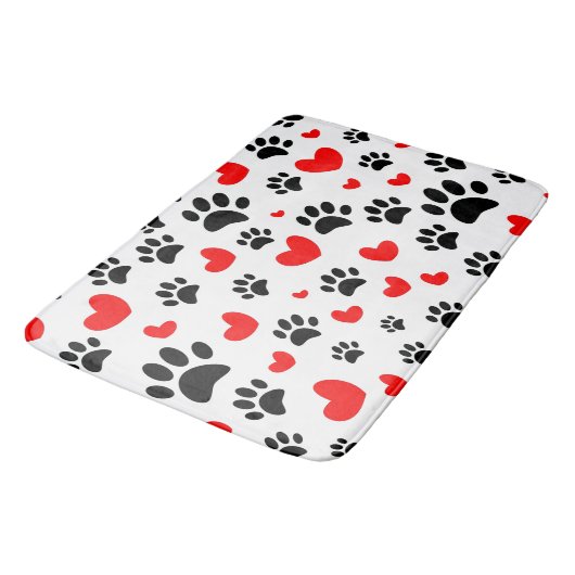 Willekeurige honden schilderen afdrukken en rode h badmat (Gekanteld)