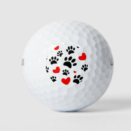 Willekeurige honden schilderen afdrukken en rode h golfballen