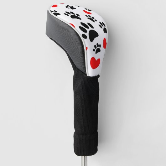 Willekeurige honden schilderen afdrukken en rode h golfheadcover (Schuin)