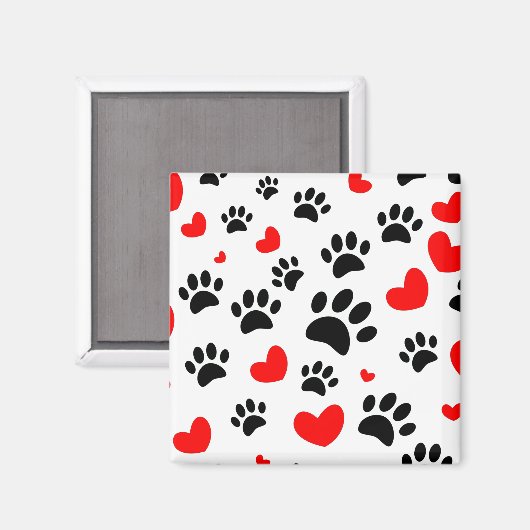 Willekeurige honden schilderen afdrukken en rode h magneet (Voorkant / Achterkant)