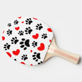 Willekeurige honden schilderen afdrukken en rode h tafeltennisbatje (Zijkant)
