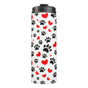 Willekeurige honden schilderen afdrukken en rode h thermosbeker