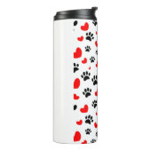 Willekeurige honden schilderen afdrukken en rode h thermosbeker (Gedraaid links)