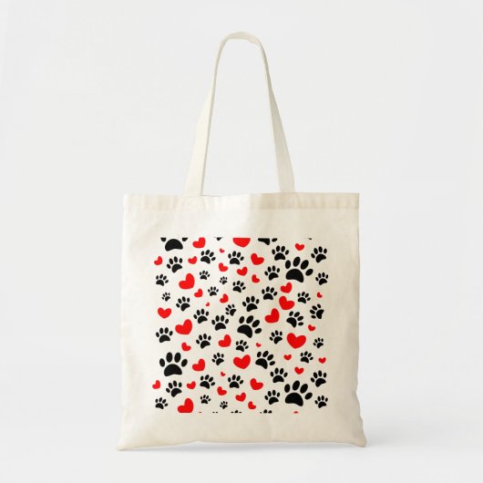 Willekeurige honden schilderen afdrukken en rode h tote bag (Voorkant)