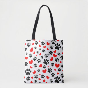 Willekeurige honden schilderen afdrukken en rode h tote bag