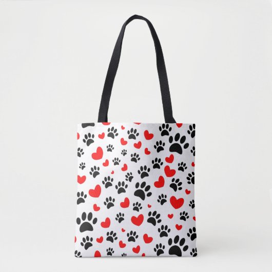 Willekeurige honden schilderen afdrukken en rode h tote bag (Voorkant)