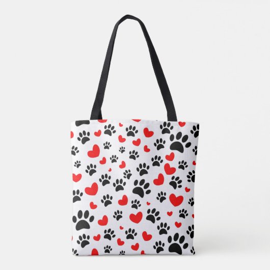 Willekeurige honden schilderen afdrukken en rode h tote bag (Achterkant)