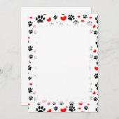 Willekeurige hondenpoten afdrukken en rode harten  aankondiging (Voorkant / Achterkant)