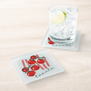 Willekeurige Italia Tomaten Patroon Glazen Onderzetter