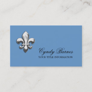 Willekeurige kleur met zilveren Fleur de Lis visit Visitekaartje