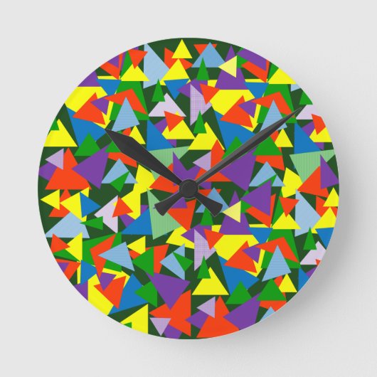 Willekeurige kleurrijke driehoeken ronde klok (Voorkant)