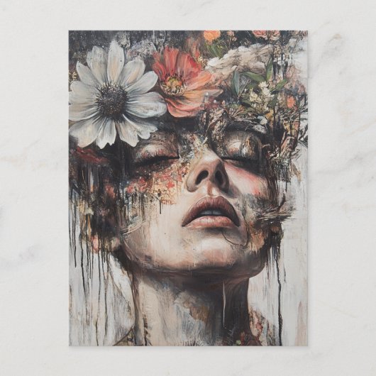 Willekeurige kunst Mijn kat maakte bloemen in mijn Briefkaart (Voorkant)