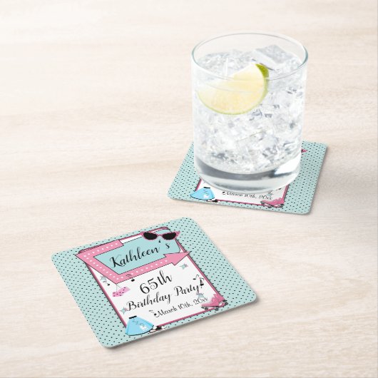 Willekeurige leeftijd, 1950's Retro Verjaardag Kartonnen Onderzetters (Insitu)