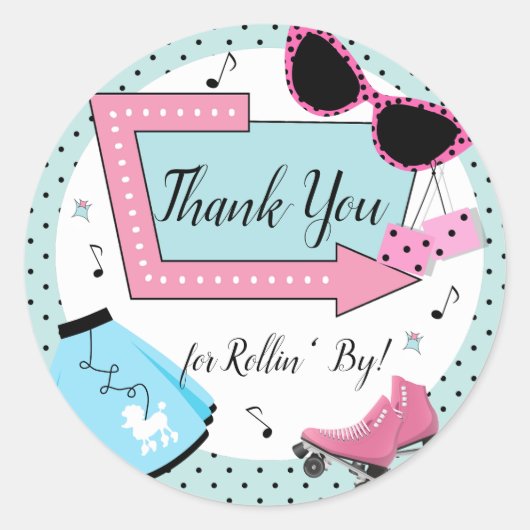 Willekeurige leeftijd, 1950's Retro Verjaardag Ronde Sticker (Voorkant)