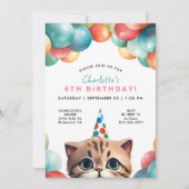 Willekeurige leeftijd | Kitty Kat Regenboog Ballon Kaart (Voorkant)