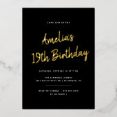 Willekeurige leeftijd | Moderne Zwart en Gouden Ve Folie Uitnodiging (Voorkant)
