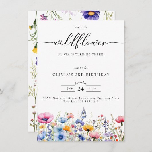 Willekeurige leeftijd | Wildflower Verjaardag Kaart (Voorkant / Achterkant)