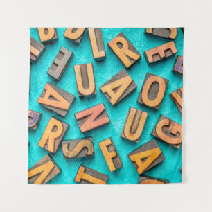 willekeurige letters boven de achtergrond -  lette wandkleed