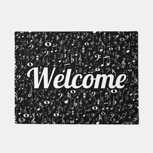 Willekeurige Muzieknotities en Symbolen Welkom Deurmat (Voorkant)