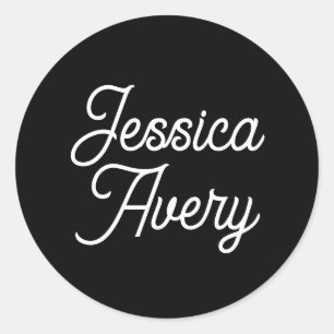 Willekeurige naam   Bewerkbaar  gestileerd script  Ronde Sticker
