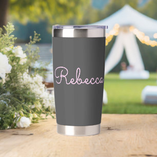 Willekeurige naam Cool bewerkbaar licht roze scr Geïsoleerde Drinkbeker