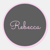 Willekeurige naam | Cool bewerkbaar roze script &  Ronde Sticker (Voorkant)