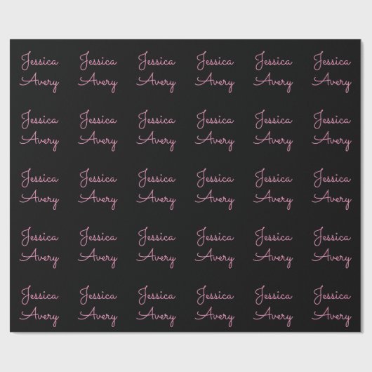 Willekeurige naam | Cool Editable Pink Script op z Cadeaupapier (Vlak)