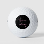 Willekeurige naam | Cool Editable Pink Script op z Golfballen (Voorkant)