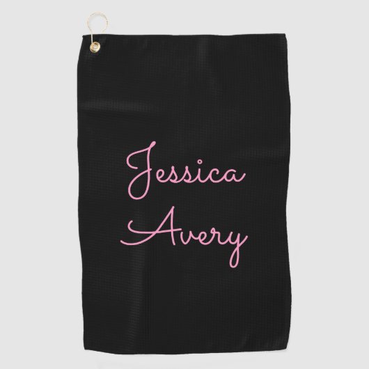 Willekeurige naam | Cool Editable Pink Script op z Golfhanddoek (Voorkant)