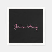 Willekeurige naam | Cool Editable Pink Script op z Servet (Voorkant)