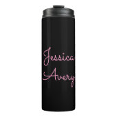 Willekeurige naam | Cool Editable Pink Script op z Thermosbeker (Voorkant)