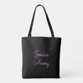 Willekeurige naam | Cool Editable Pink Script op z Tote Bag (Achterkant)