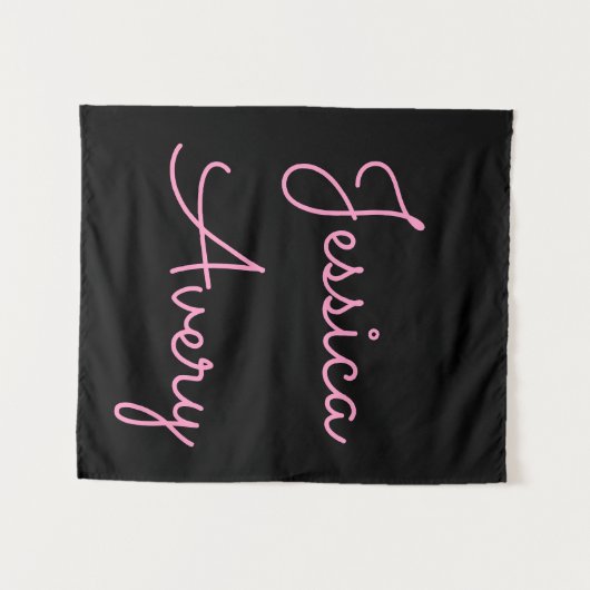 Willekeurige naam | Cool Editable Pink Script op z Wandkleed (Voorkant (horizontaal))