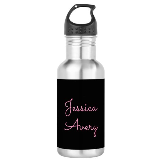 Willekeurige naam | Cool Editable Pink Script op z Waterfles (Voorkant)
