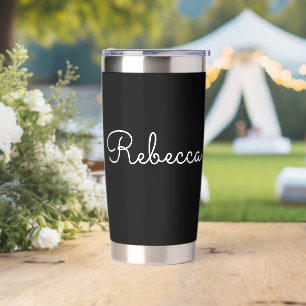 Willekeurige naam Cool Editable White Script op Geïsoleerde Drinkbeker