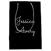 Willekeurige naam | Cool Editable White Script op  Medium Cadeauzakje (Voorkant)